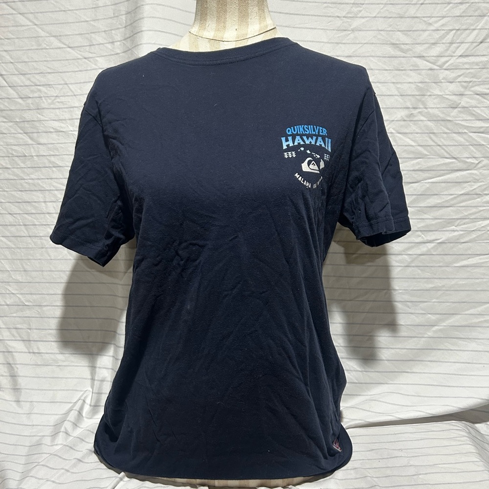 Quiksilver Black Shirt with Blue Hawaii Graphic